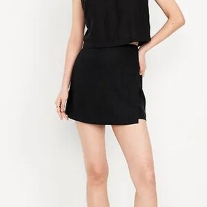 Old Navy High-Waisted Faux-Wrap Linen-Blend Mini Skort